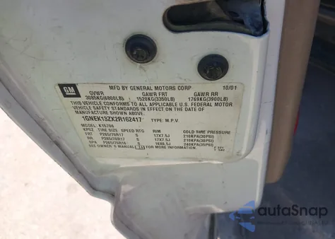 2002 Chevrolet Tahoe Z71 z USA, uszkodzony, nr VIN 1GNEK13ZX2R162417